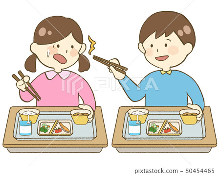 用筷子指著人的危險兒童插圖 用筷子指著人的危險兒童插圖 80454465