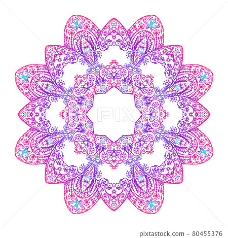Colorful lacy zen doodle mandala on white 80455376