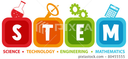Colourful STEM education text icon Colourful STEM education text icon 80455555