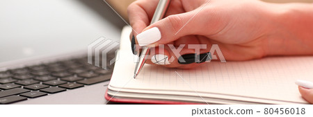 woman study hard write down information to notebook woman study hard write down information to notebook 80456018