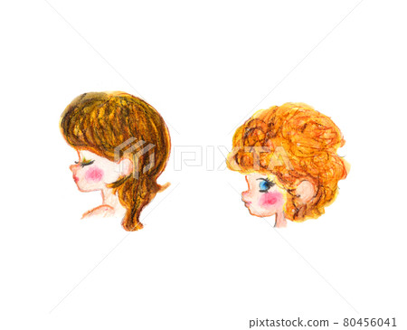 Profile of a woman with closed eyes, profile of a woman with open eyes 80456041