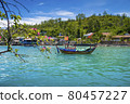 fishing boats, junks in the sea bay near the island of Vinperl 80457227
