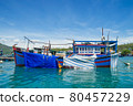 fishing boats, junks in the sea bay near the island of Vinperl 80457229