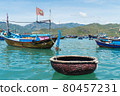 fishing boats, junks in the sea bay near the island of Vinperl 80457231