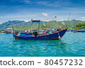 fishing boats, junks in the sea bay near the island of Vinperl 80457232