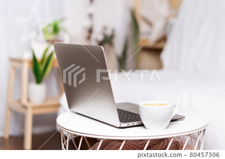 laptop with coffee laptop with coffee 80457306
