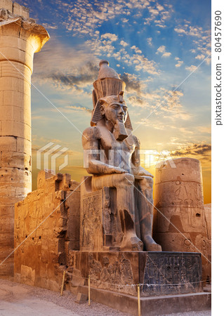 Statue of Seated Rameses II in Luxor Temple, Egypt Statue of Seated Rameses II in Luxor Temple, Egypt 80457690