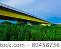 Bridge over the riverbed and sky 80458736