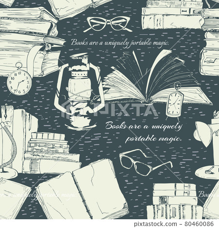 Library seamless background pattern - Stock Illustration [80460086] - PIXTA