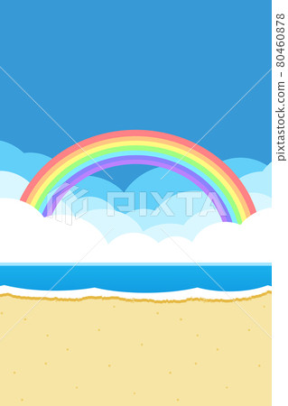 海和彩虹背景矩形垂直沙灘 海和彩虹背景矩形垂直沙灘 80460878