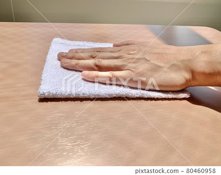 Wiping the table top photo material Wiping the table top photo material 80460958
