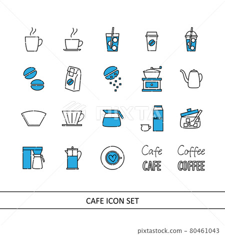 咖啡/咖啡館插圖圖標集(白色背景/矢量/切口) 咖啡/咖啡館插圖圖標集(白色背景/矢量/切口) 80461043