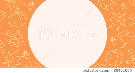 Autumn plant and nature line drawing illustration banner frame orange / 2: 1 landscape / variation available Autumn plant and nature line drawing illustration banner frame orange / 2: 1 landscape / variation available 80461090