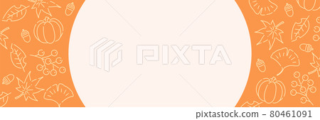 Autumn plant and nature line drawing illustration banner frame orange / 3: 1 landscape / variation available Autumn plant and nature line drawing illustration banner frame orange / 3: 1 landscape / variation available 80461091