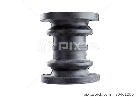 ribbed vehicle axle boots or CV joint boots black rubber flexible cover to protect against dust and mud car spare parts isolated on white background. 80461290
