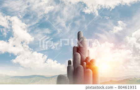 Multiple stone columns with breathtaking landscape 80461931