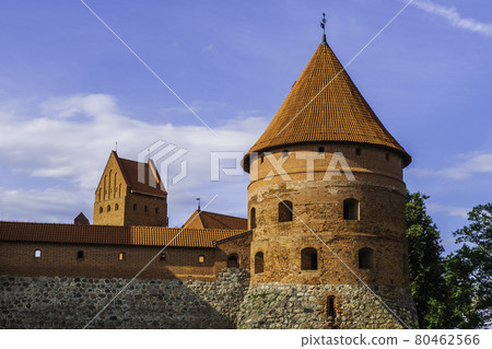 Medieval Gothic Island Castle of Trakai, Located in Galve Lake. Lithuania Medieval Gothic Island Castle of Trakai, Located in Galve Lake. Lithuania 80462566