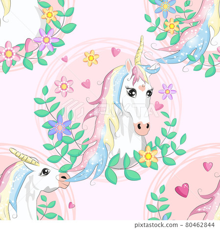 Doodle unicorn pattern for textile design. Animal cartoon. Ditsy print. Trendy seamless pattern. Fabric pattern. Doodle unicorn pattern for textile design. Animal cartoon. Ditsy print. Trendy seamless pattern. Fabric pattern. 80462844