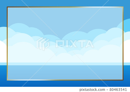 海背景長方形簡約金框 海背景長方形簡約金框 80463541