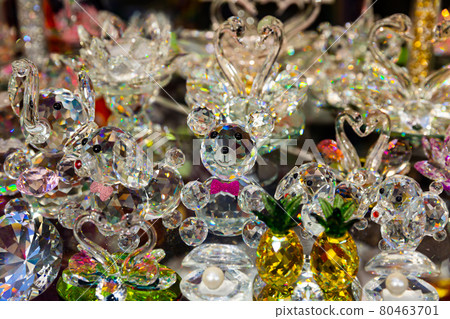 Bohemian glass products on shelves of boutique 80463701