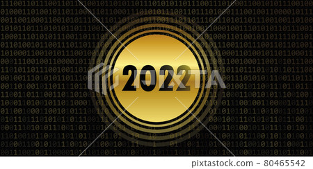 2022 new year on golden binary code background 2022 new year on golden binary code background 80465542