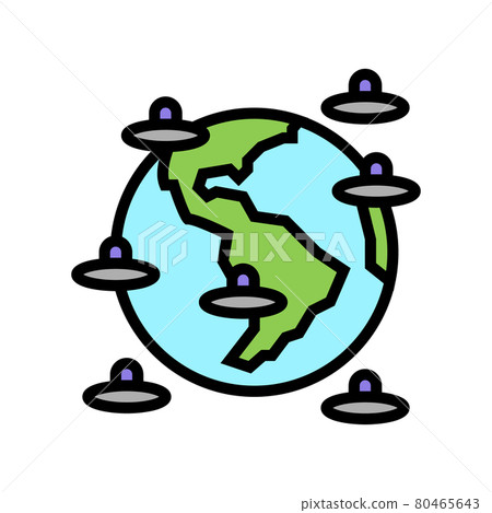 alien invasion of planet color icon vector illustration alien invasion of planet color icon vector illustration 80465643