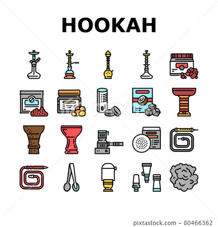 Hookah Tobacco Smoking Collection Icons Set Vector 80466362