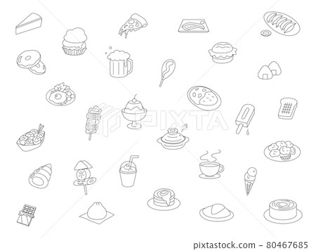 Line art food icon set coloring book Line art food icon set coloring book 80467685