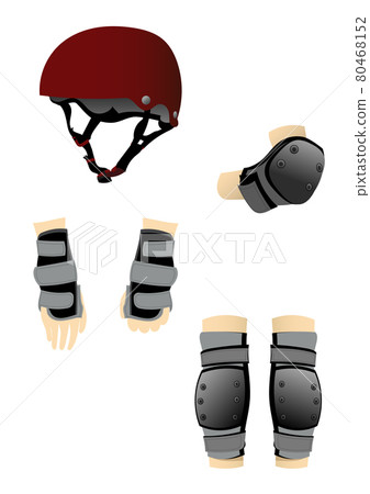 Illustration material: Helmet and protector set used for bicycles and skate boats Illustration material: Helmet and protector set used for bicycles and skate boats 80468152