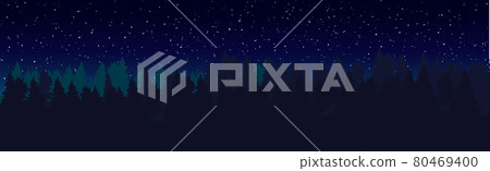 Panoramic landscape dark night dense forest - Vector Panoramic landscape dark night dense forest - Vector 80469400
