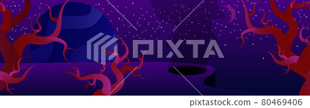 Panoramic dark landscape lunar futuristic surface - Vector Panoramic dark landscape lunar futuristic surface - Vector 80469406