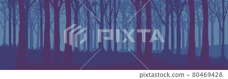 Panoramic landscape dark night dense forest - Vector Panoramic landscape dark night dense forest - Vector 80469428