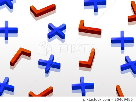 帶有復選標記和十字標記的 3D 插圖 no.04 帶有復選標記和十字標記的 3D 插圖 no.04 80469496
