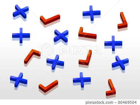 帶有復選標記和十字標記的 3D 插圖 no.10 帶有復選標記和十字標記的 3D 插圖 no.10 80469504