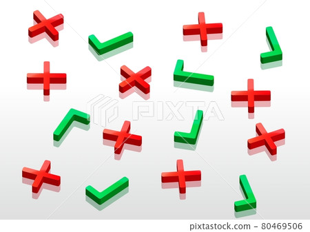 帶有復選標記和十字標記的 3D 插圖 12 80469506