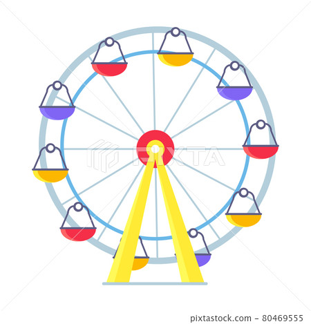Colorful Vector Poster of Ferris Wheel on White 80469555