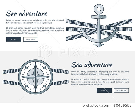 Sea Adventure Pages Collection Vector Illustration 80469593