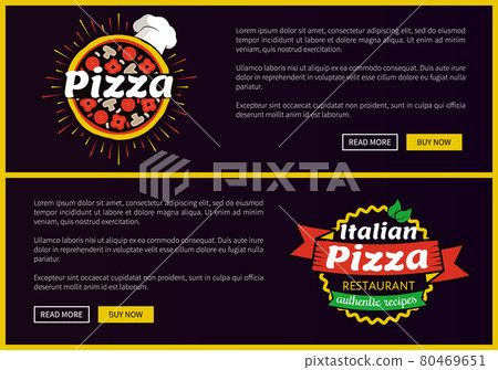 Pizza and Italian Recipes Set Vector Illustration 80469651