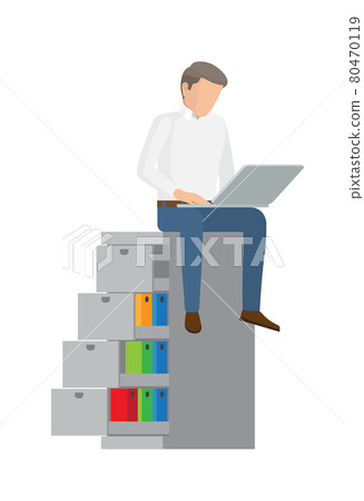 Working Businessman Poster Vector Illustration 80470119