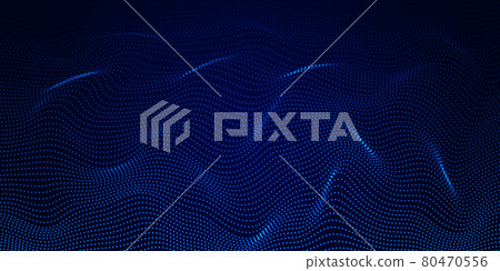 Array of glowing dots in the form of an abstract wave. Vector design element. 80470556