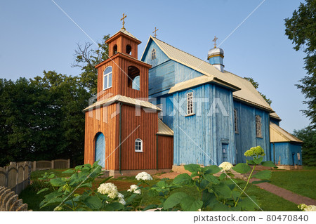 Old wooden church of Saints Peter and Paul in Valevka village, Novogrudok district, Grodno region, Belarus. Old wooden church of Saints Peter and Paul in Valevka village, Novogrudok district, Grodno region, Belarus. 80470840