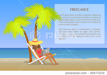 Freelance Poster with Cheerful Woman Distant Work Freelance Poster with Cheerful Woman Distant Work 80471030