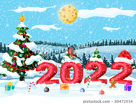Merry Christmas and New Year Holiday Greeting Card 80472034