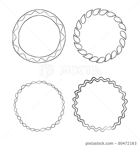 Round Doodle Line Art Frames Vector Set Round Doodle Line Art Frames Vector Set 80472163