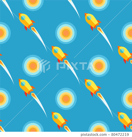 Seamless Pattern with Rocket Travelling to Sun Seamless Pattern with Rocket Travelling to Sun 80472219