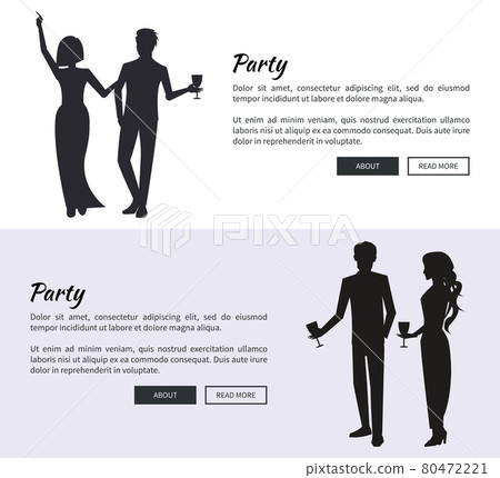 Corporate Party Set of Posters Vector Illustration Corporate Party Set of Posters Vector Illustration 80472221