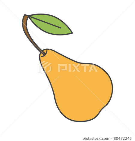 Yellow Pear with Green Leaf Close-up Flat Design Yellow Pear with Green Leaf Close-up Flat Design 80472245