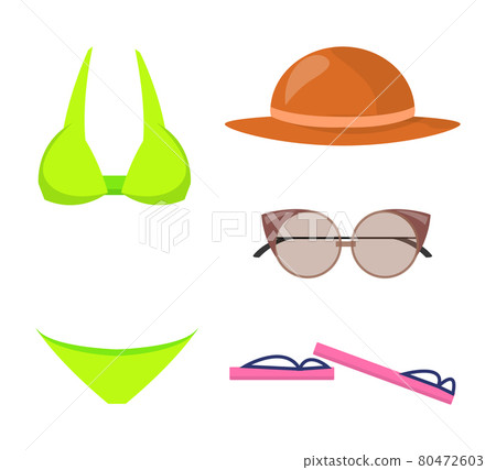 Swimming Suit and Items Set Vector Illustration 80472603