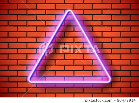 Neon frame with triangle shape on the red brick... - Stock Illustration ...