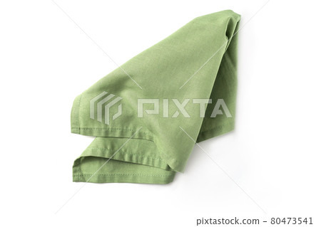Green textile napkin isolated on white background. Green textile napkin isolated on white background. 80473541